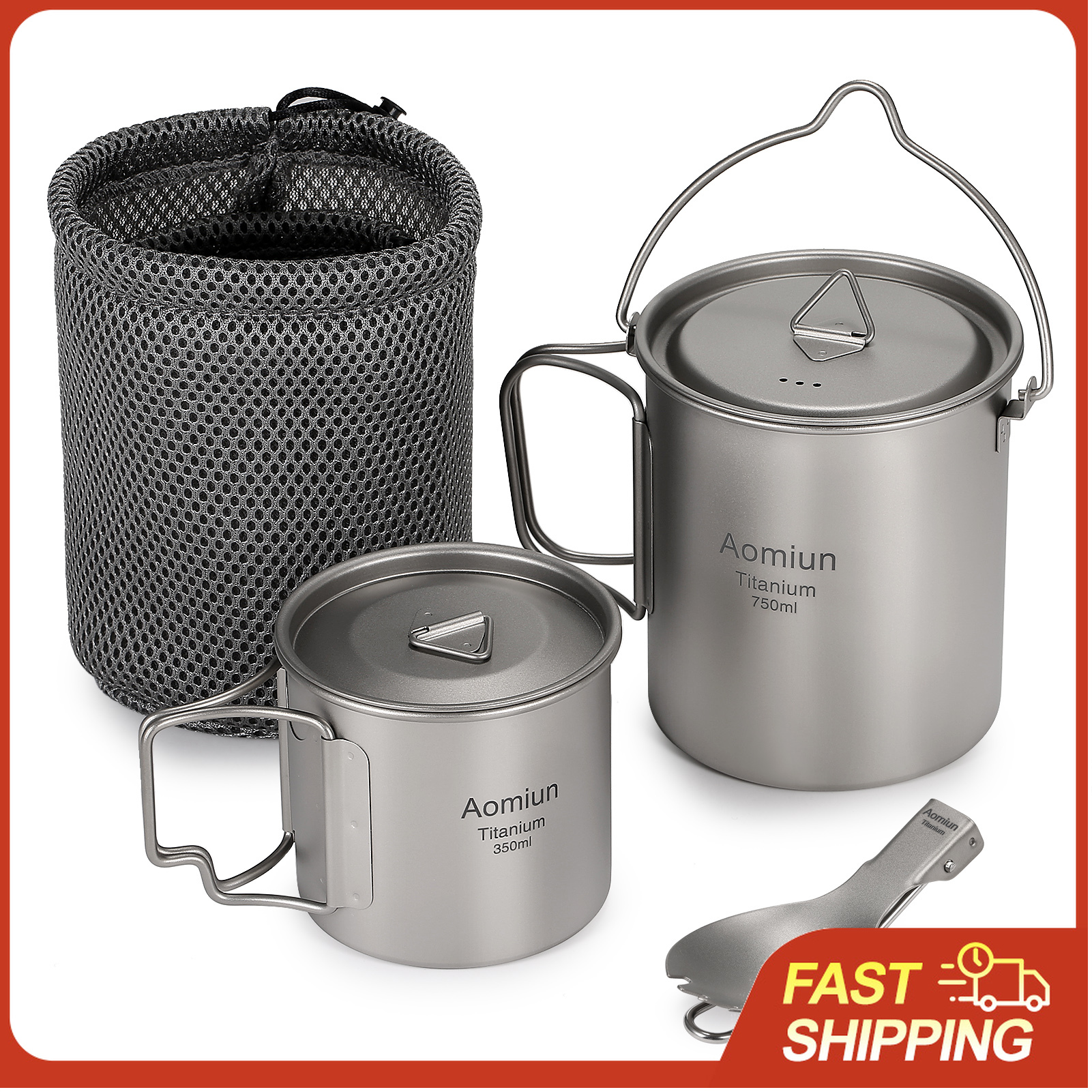 Camp Spork Set - Lightweight Titanium 3 Pieces Set Titanium