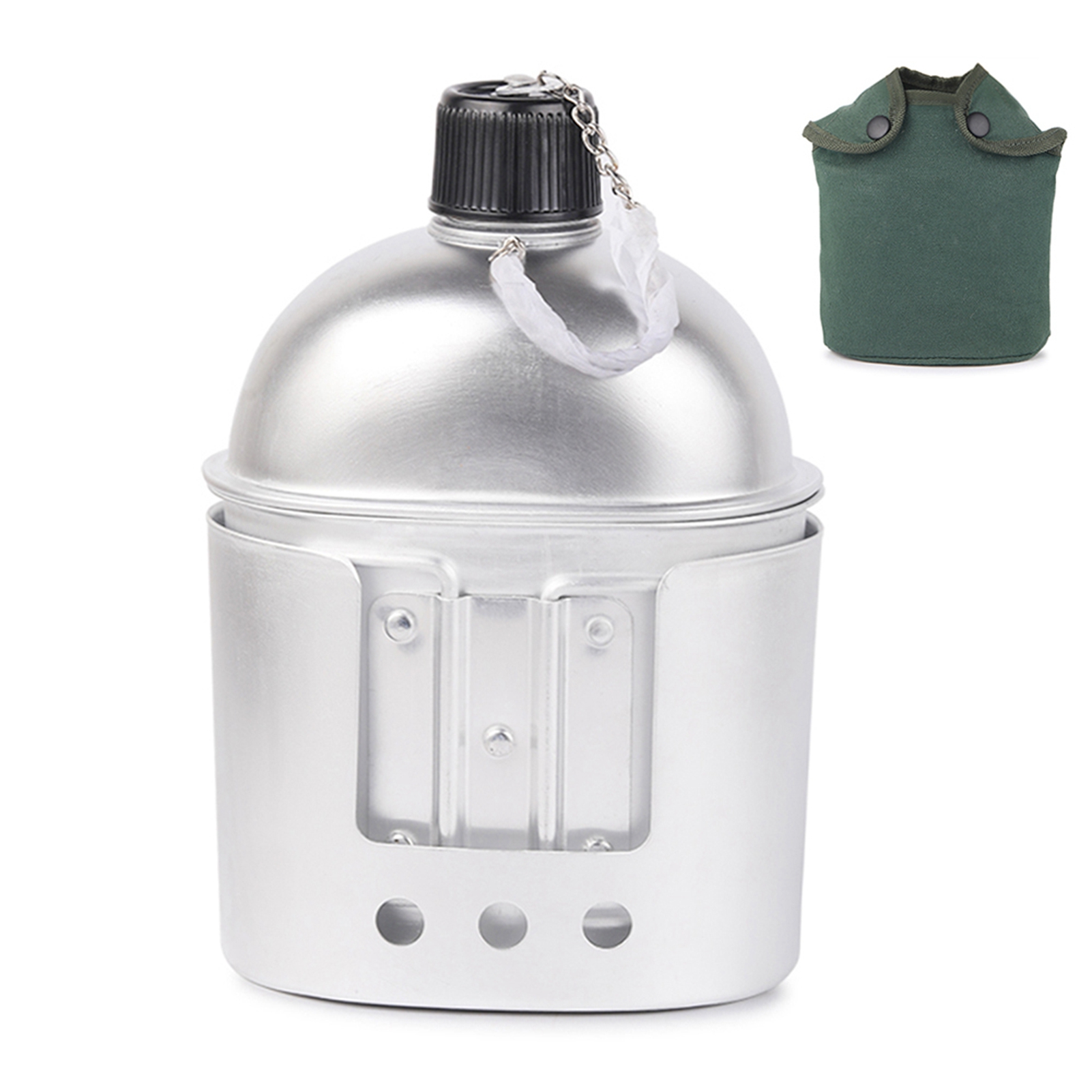 Camp Spork Set - 4pcs Cookware Set Aluminum Military Canteen