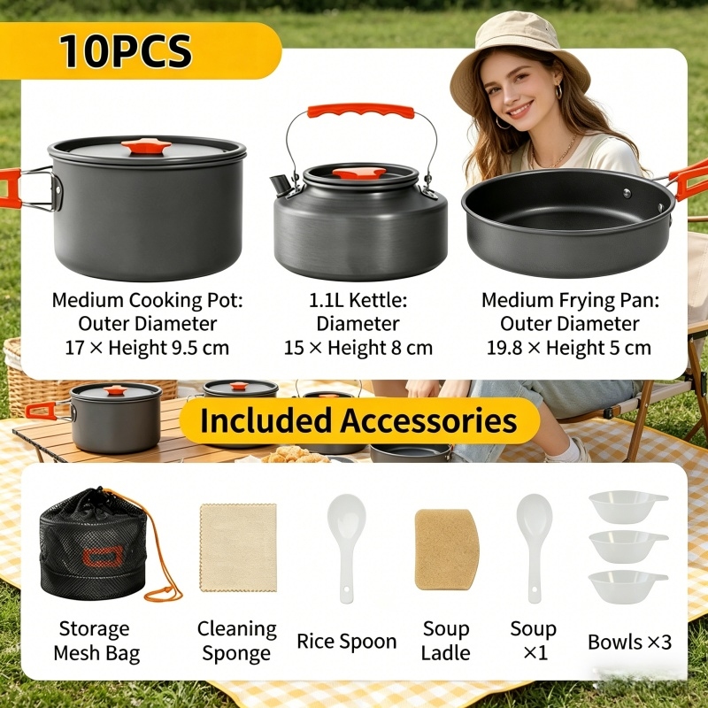 Camping Cooking Utensil Set - Home Household Camping Cookware Set with