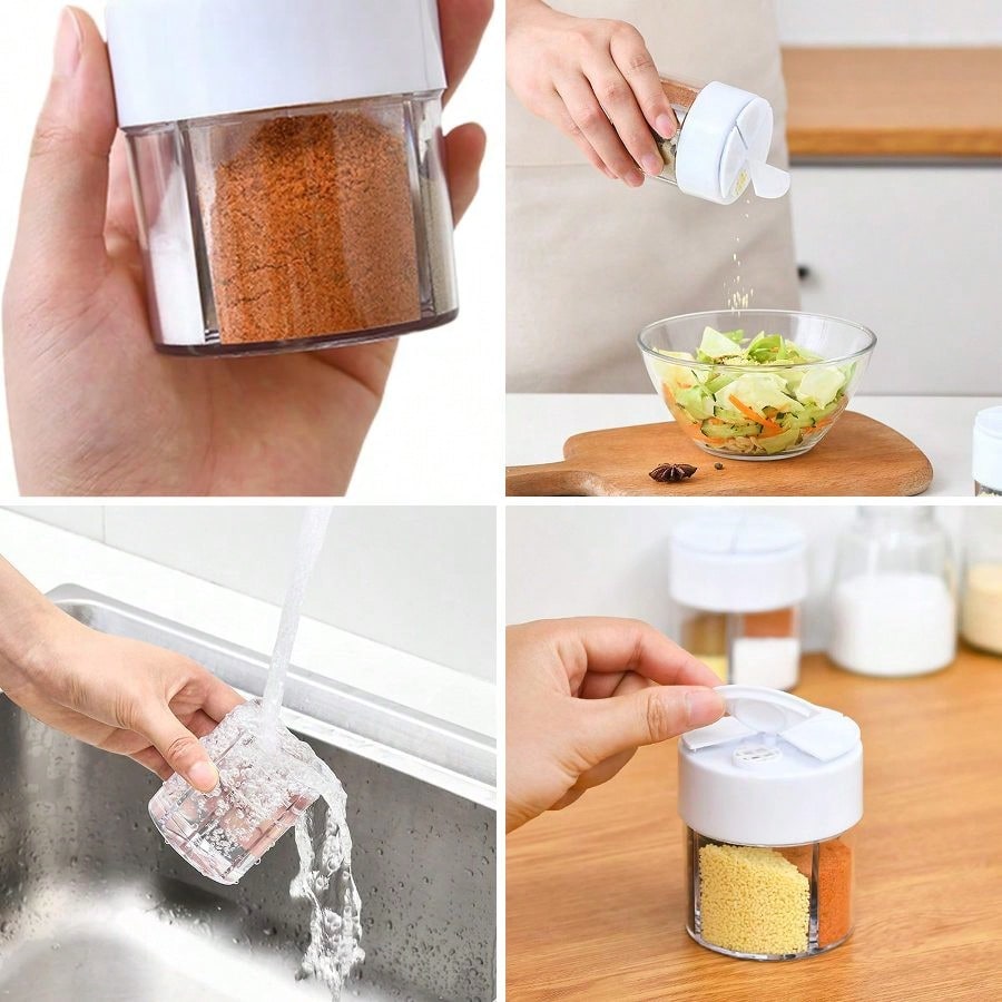Camping Cooking Pack - 4-Grid Spice Jars, Salt Pepper Shaker