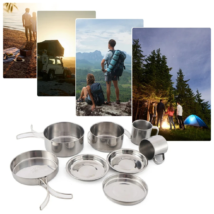 8pcs/Set Camping Cookware Mess - Camping Cooking Roll ulasan dan harga