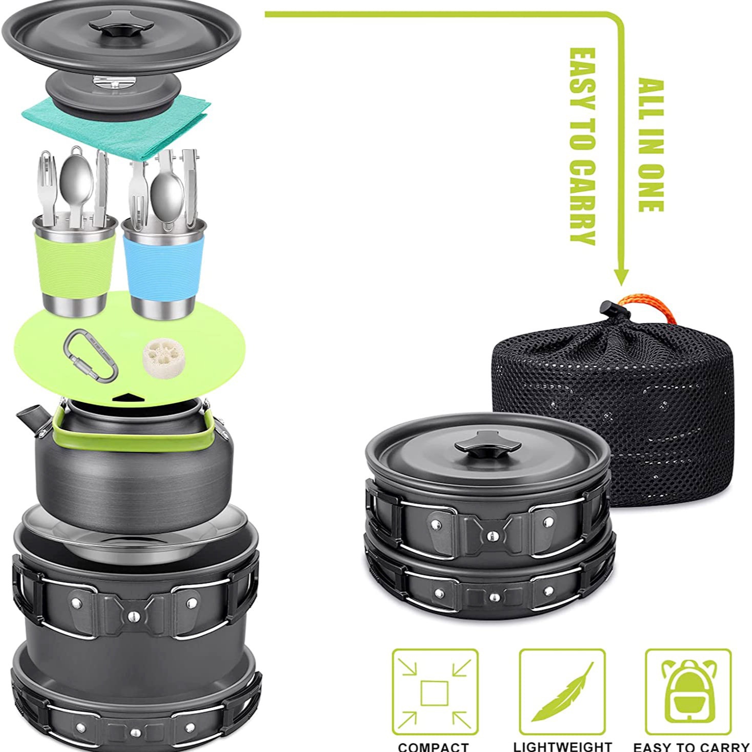 Outdoor Camping Cook Set with  - Camping Cooking Set With Kettle ulasan dan harga