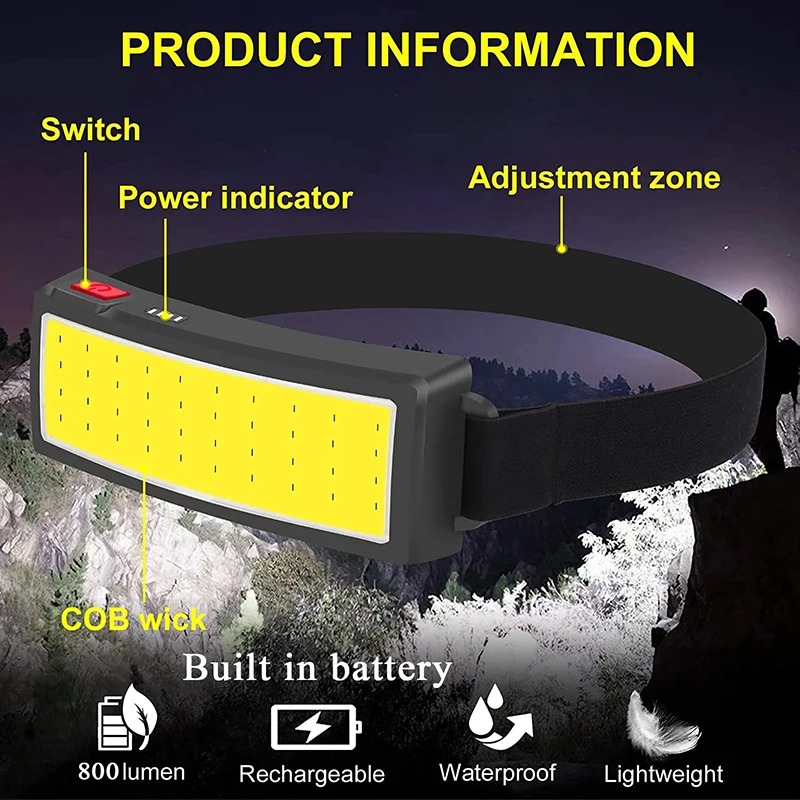 Powerful COB LED Headlamp 4 Li - Camping Cooking Fish ulasan dan harga