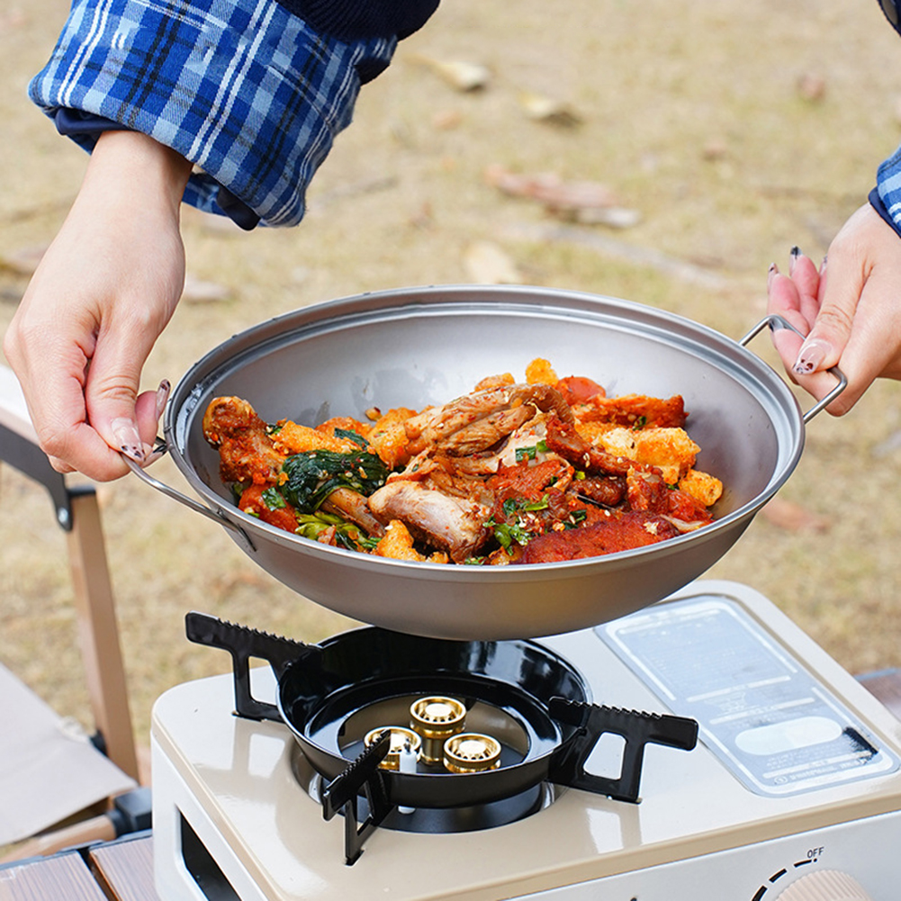 Titanium Wok Pan with Lid Doub - Camping Cooking Roll ulasan dan harga