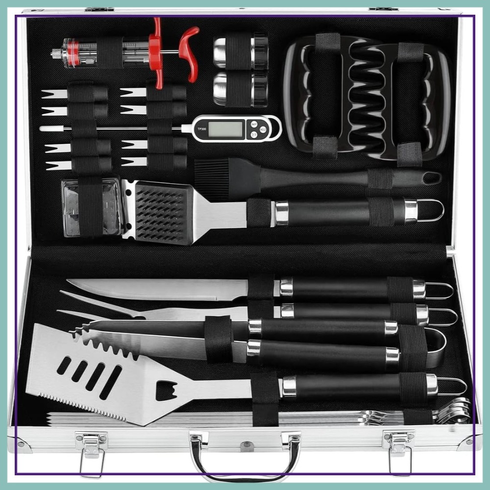 26Pcs BBQ Grill Accessories Se - Meat Thermometer Camp ulasan dan harga