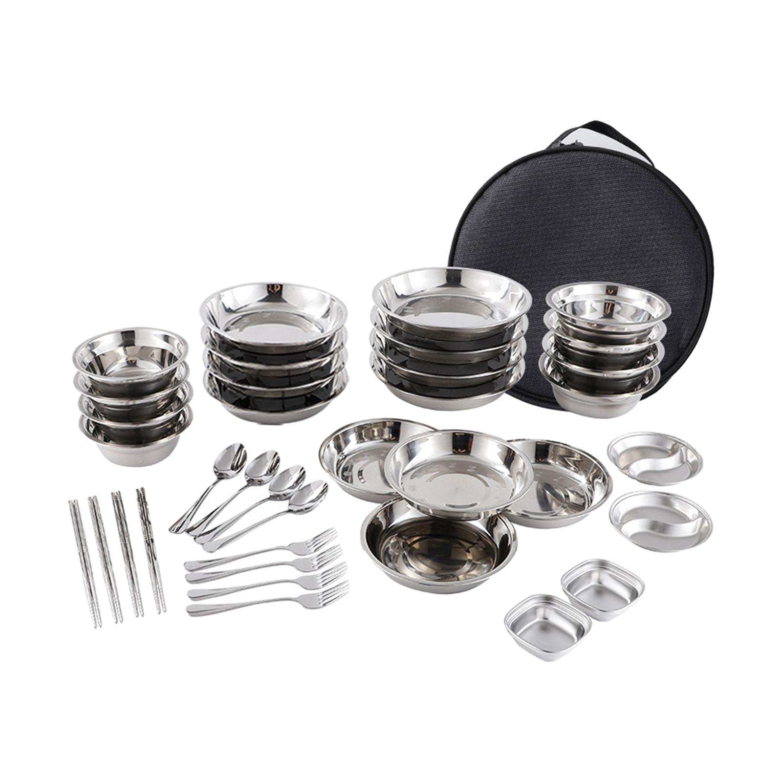 Stainless Steel Plates and Bow - Camping Cooking Pack ulasan dan harga