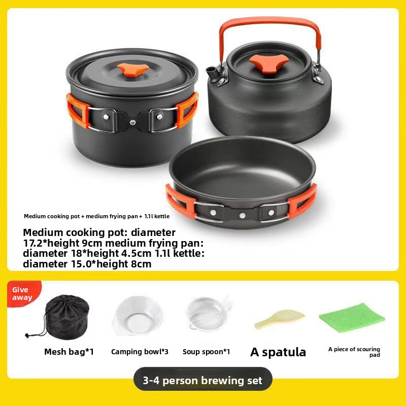 Outdoor cooking gear set porta - Camping Cooking Set With Kettle ulasan dan harga