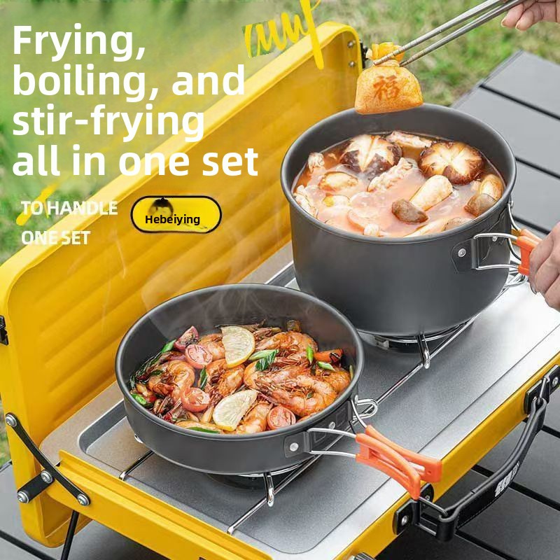 Outdoor cooking gear set porta - Camping Cooking Set With Kettle ulasan dan harga