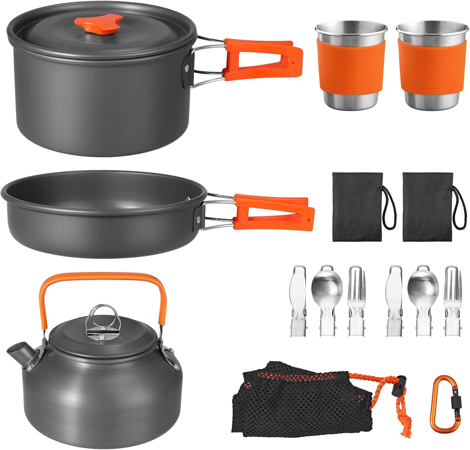 Non-Stick Camping Cookware Set - Camping Cooking Set With Kettle ulasan dan harga