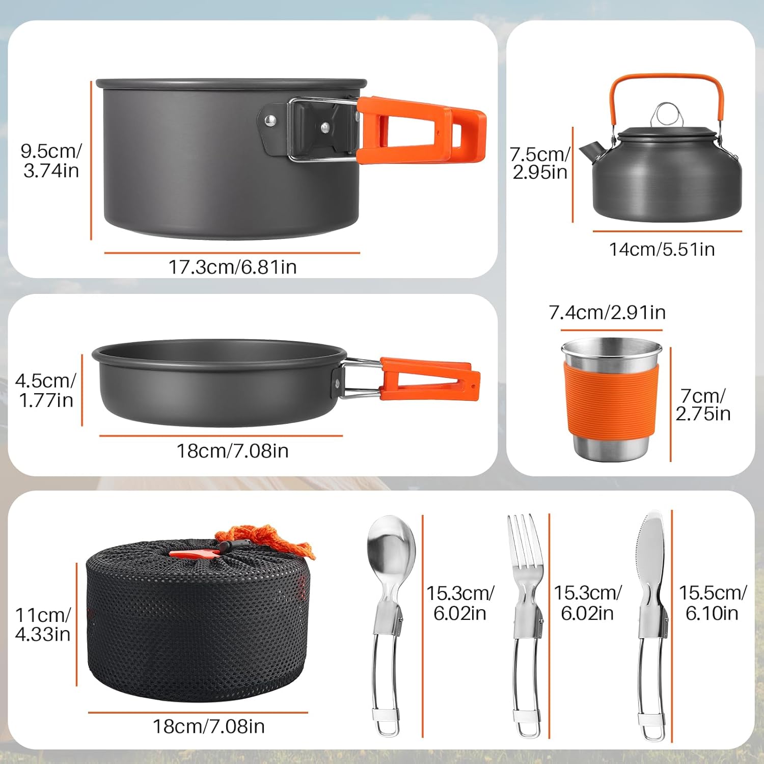 Non-Stick Camping Cookware Set - Camping Cooking Set With Kettle ulasan dan harga