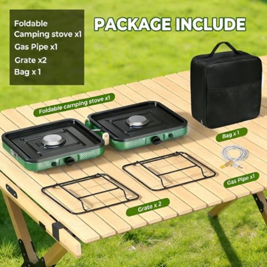 2 Burner Camping Stove, 20000  - Camp Grill Portable Folding ulasan dan harga