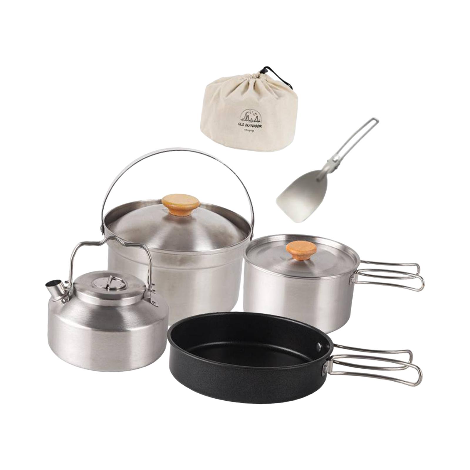 Camping Cookware Stainless Ste - Camping Cooking Set With Kettle ulasan dan harga