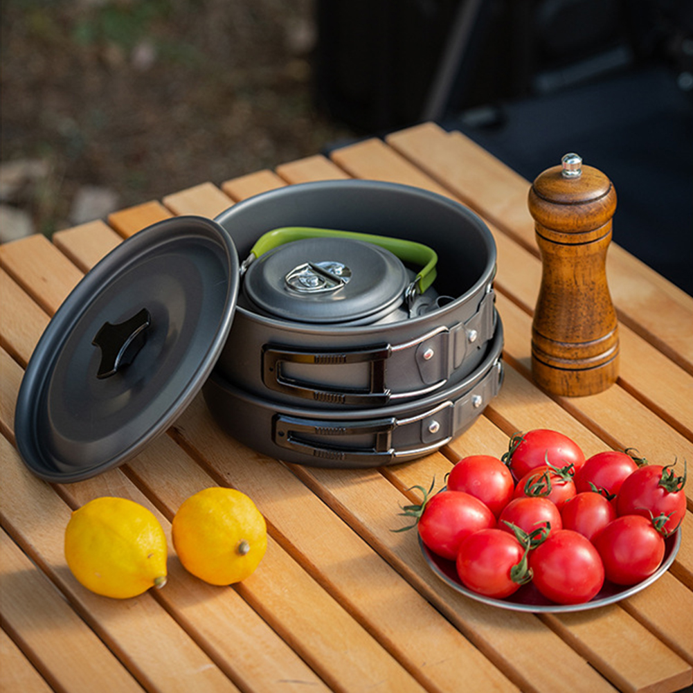 3PCS Outdoor Camping Pot Set P - Camping Cooking Set With Kettle ulasan dan harga