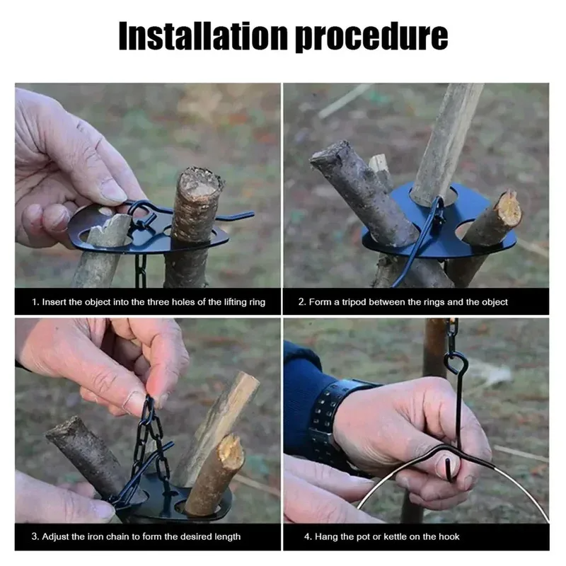 1pc Camping Hanging Tripod W/  - Camping Cooking Fire ulasan dan harga