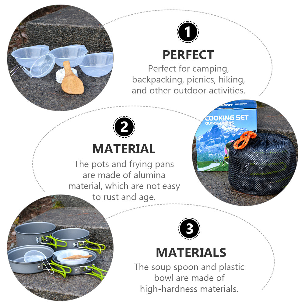 1Set Portable Camping Cookware - Camping Cooking Lightweight ulasan dan harga