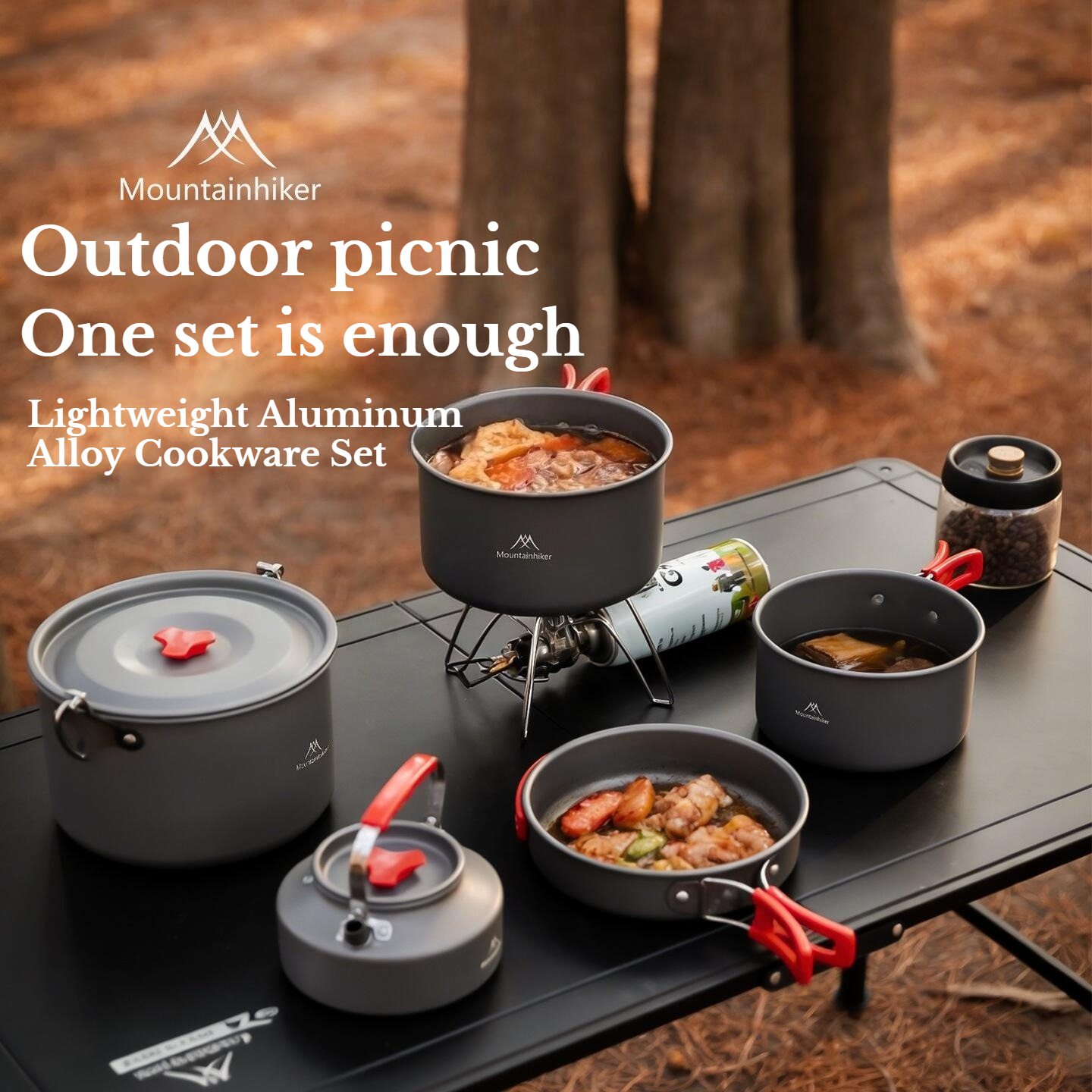 MOUNTAINHIKER Camping Cookware - Camping Cooking Set With Kettle ulasan dan harga