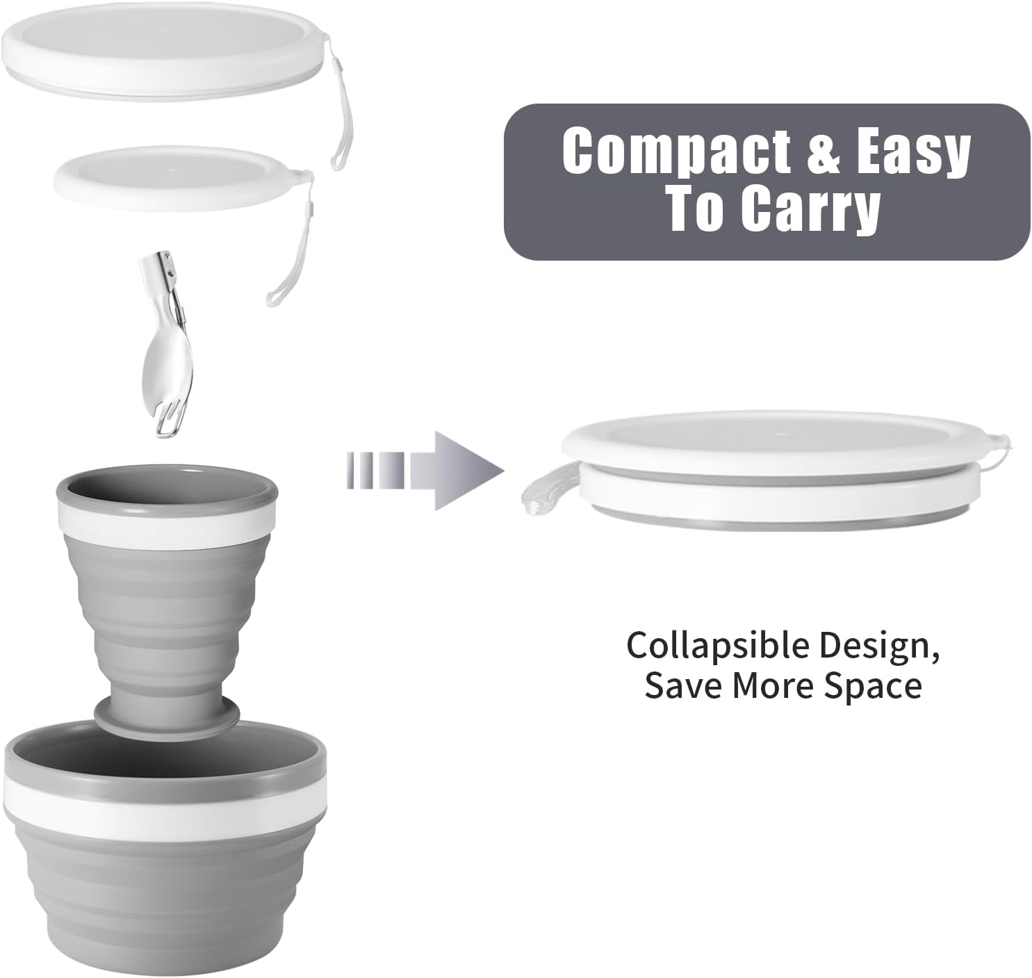 Collapsible Silicone Cup & Bow - Camp Spork Set ulasan dan harga