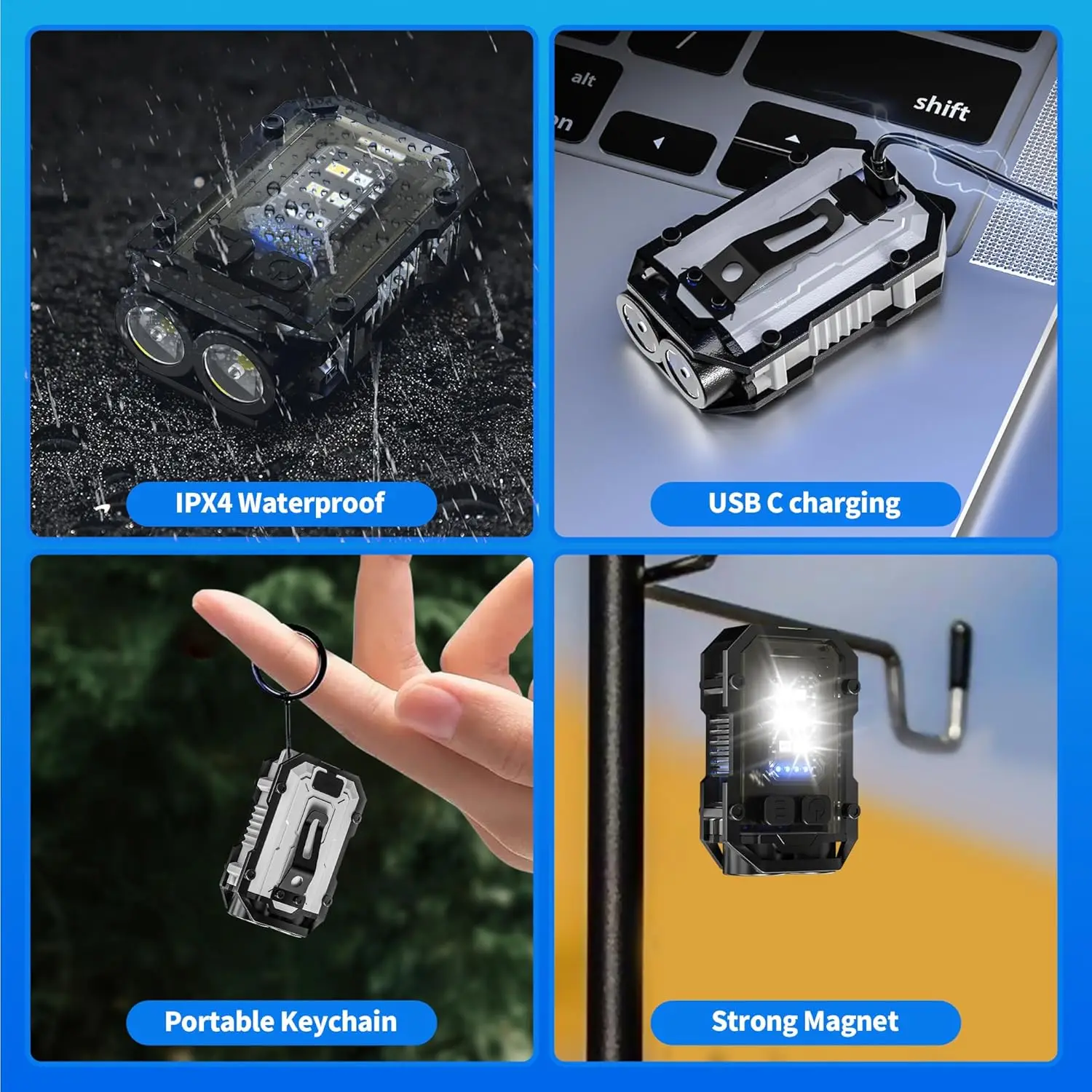 Mini COB Keychain Flashlight,C - Camping Cooking Fish ulasan dan harga
