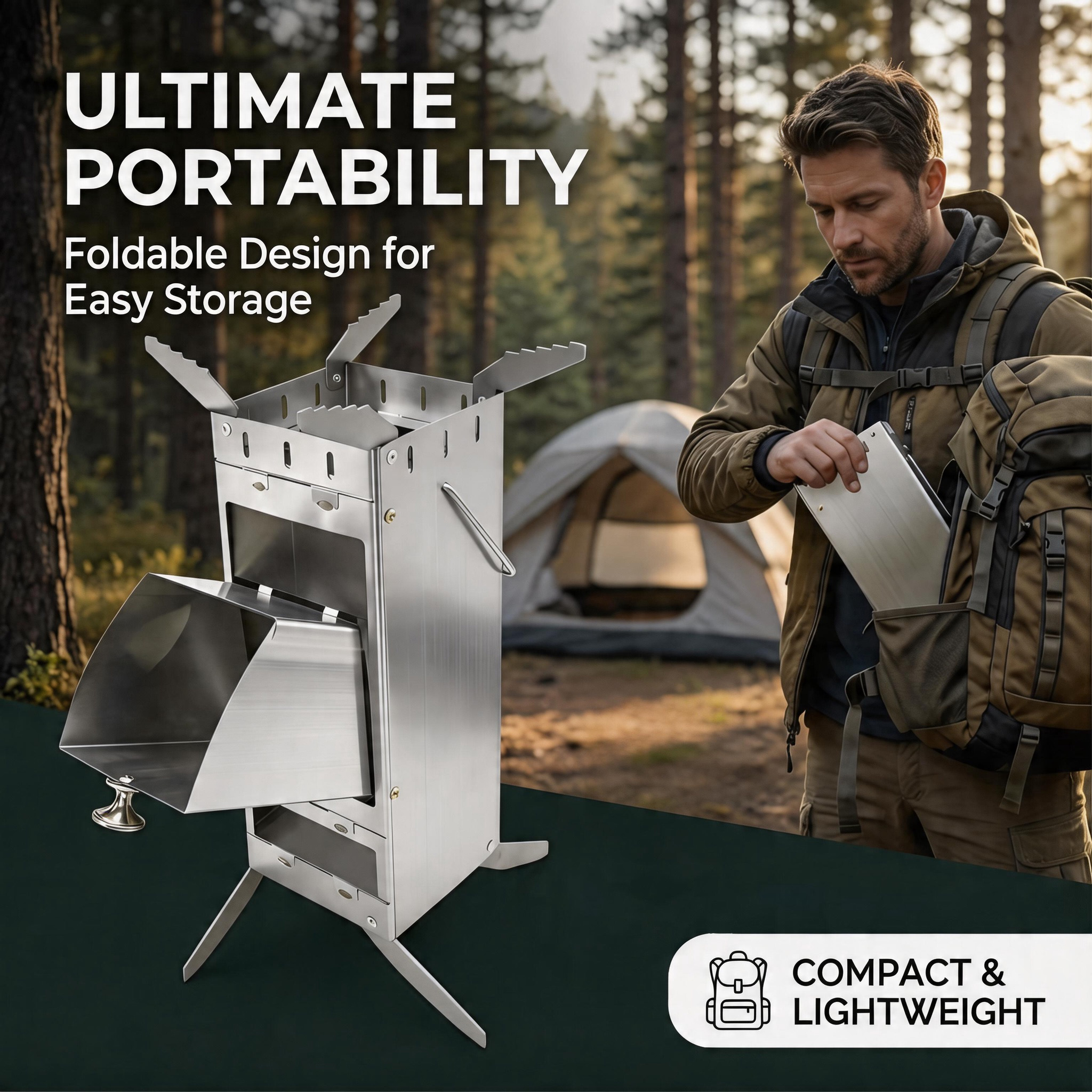 Portable Foldable Rocket Stove - Camping Cooking Fuel ulasan dan harga