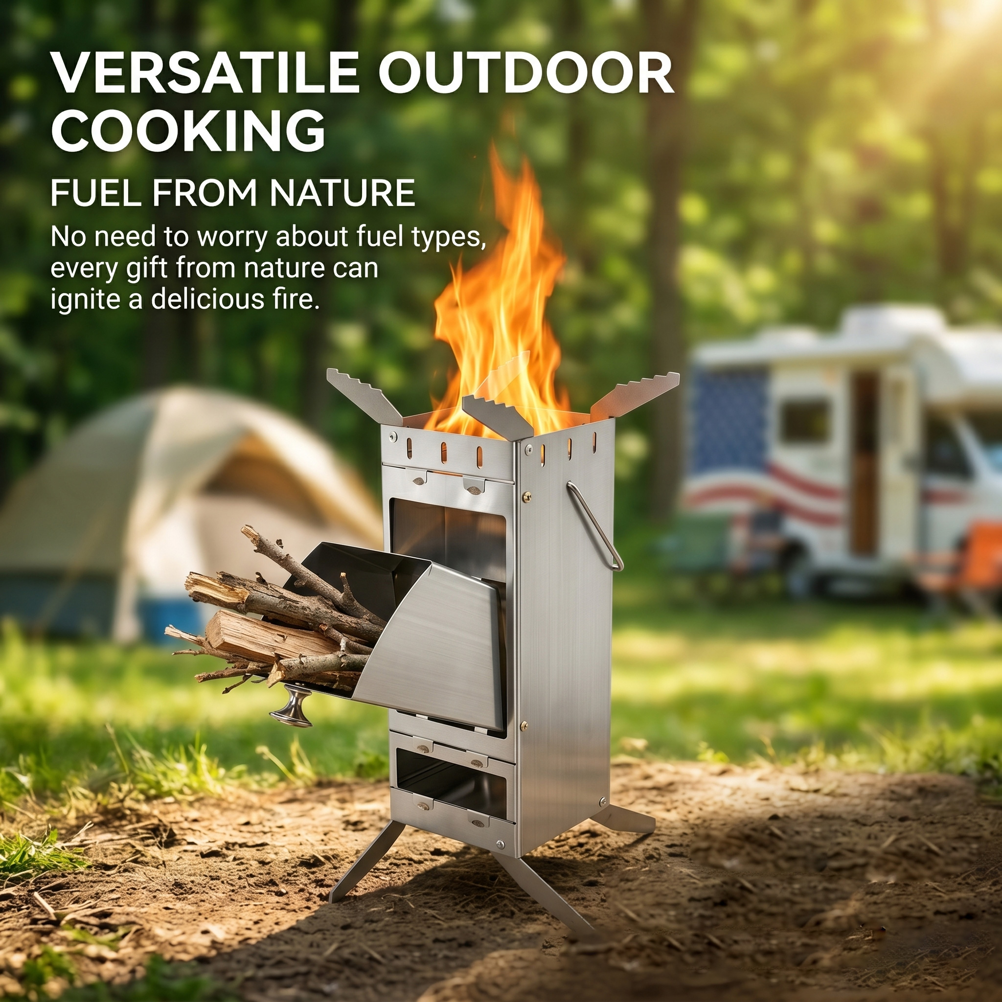 Portable Foldable Rocket Stove - Camping Cooking Fuel ulasan dan harga