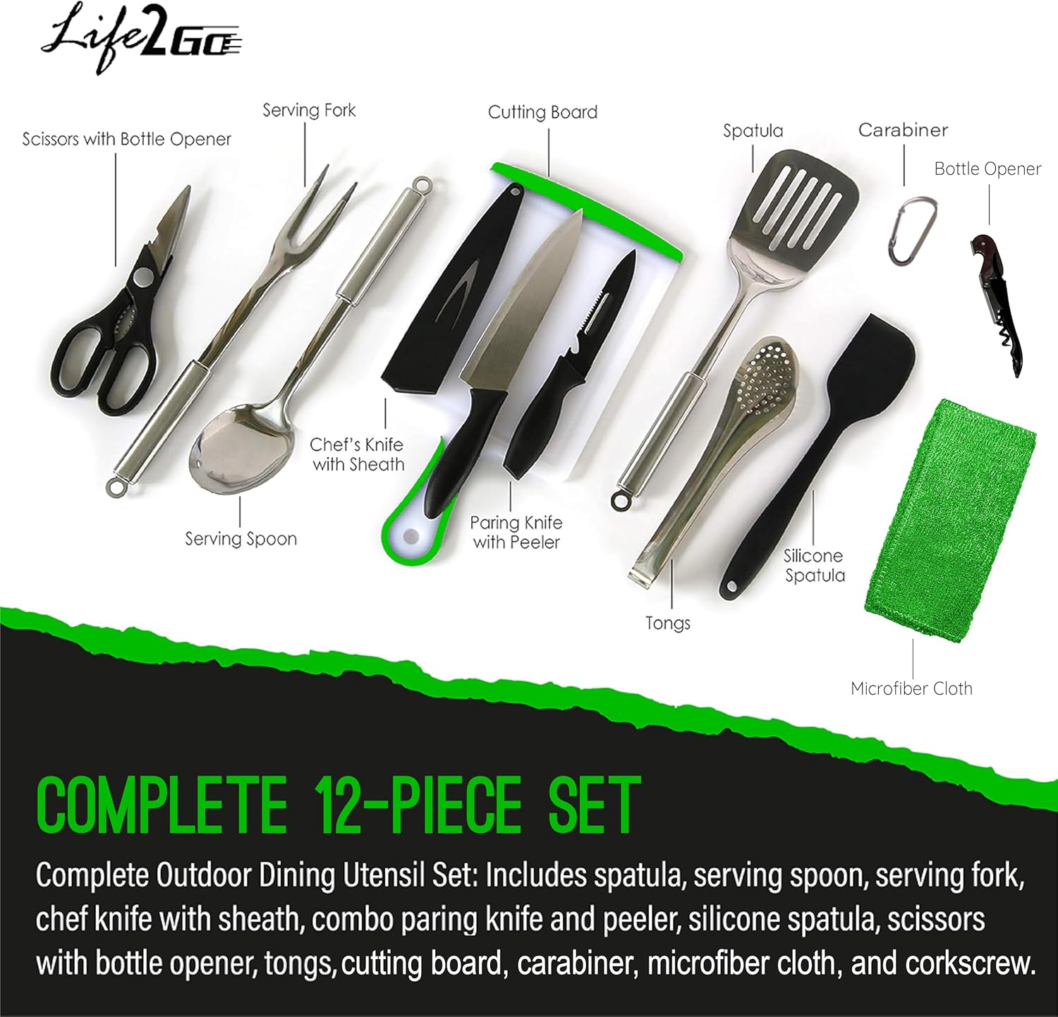 12 Pcs Camp Cooking Utensil Se - Camping Cooking Utensil Set ulasan dan harga