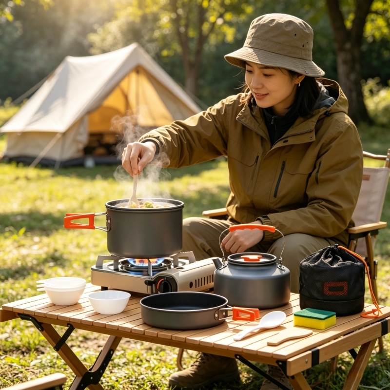 Camping Cookware Set Outdoor P - Camping Cooking Set With Kettle ulasan dan harga